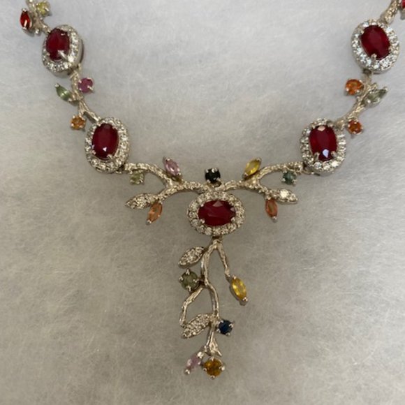 🌸🌟2 X HOST PICK 🌸🌟 NWT GENUINE Tourmaline 14K Gold & Silver Necklace 21 $795 - Picture 8 of 9